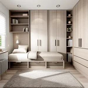 Дизайн интерьера для небольших квартир cozy small bedroom with built-in storage design-foto.ru 138