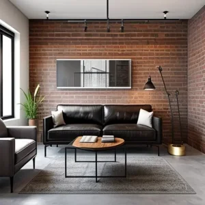 Дизайн интерьера для небольших квартир industrial-style small living room with exposed br MBCOSXU2 design-foto.ru 206