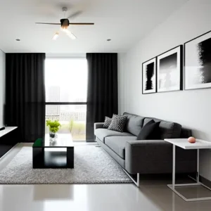 Дизайн интерьера для небольших квартир modern small living room with floor-to-ceiling win M8W0O301 design-foto.ru 285