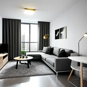 Дизайн интерьера для небольших квартир small apartment living room with foldable furnitur M9N35GP1 design-foto.ru 337