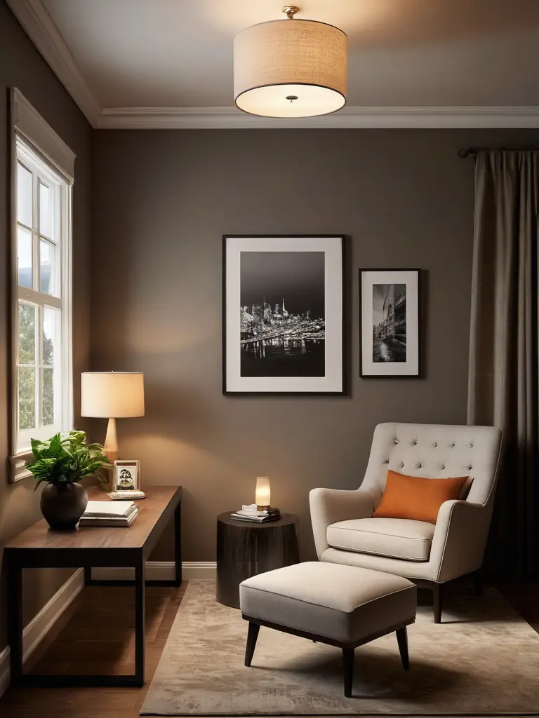 Уютный уголок для чтения в стиле современной классики