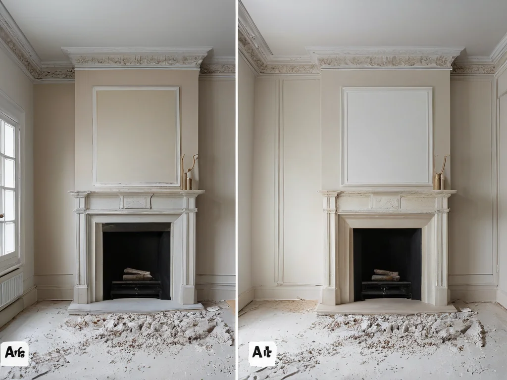 Сравнительное изображение, показывающее текстуру стартовой и финишной шпаклевки, иллюстрирующее их ключевые отличия в составе и применении.