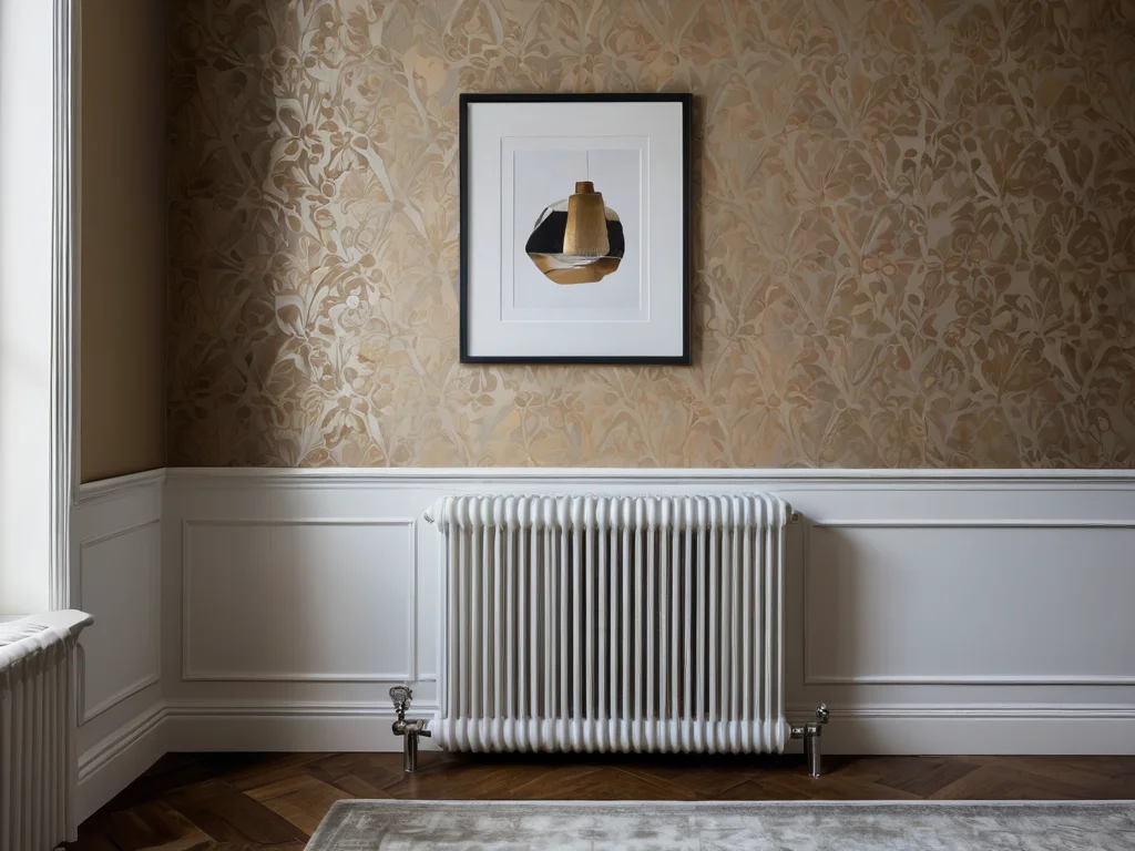Фотореалистичный совет дизайнера: как стильно оформить стену за батареей, сделав этот участок частью общего интерьера с помощью акцентных обоев или декора.
