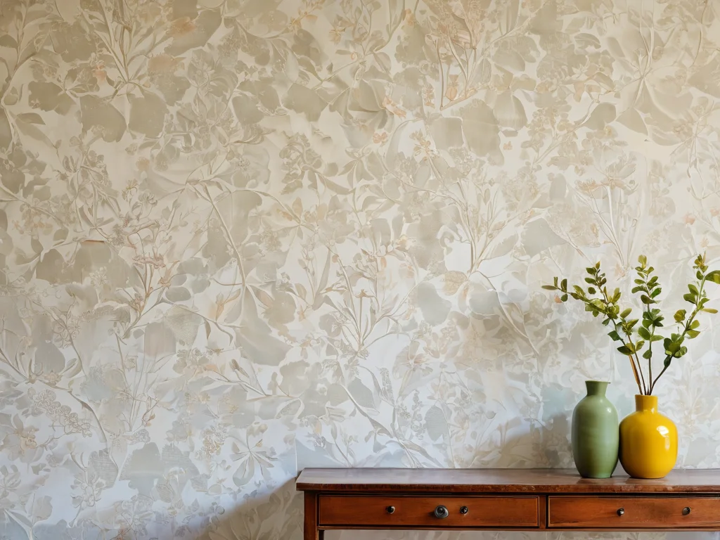 Фотореалистичное изображение распространенных ошибок при подклейке обоев: складки на стыках, видимый излишек клея и повреждения полотна, как пример того, чего следует избегать.