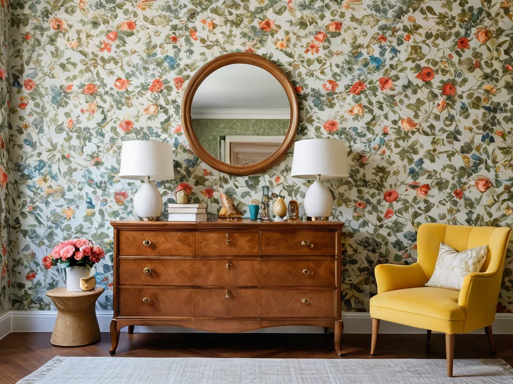 Фотореалистичное изображение детской комнаты с запасом рулонов обоев, хранящихся для будущих ремонтов или замены поврежденных участков.