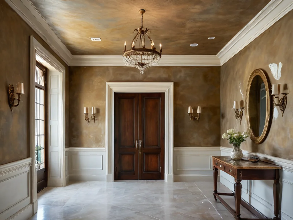 Мастер-отделочник, полирующий поверхность венецианской штукатурки для создания идеальной глубины и шелковистого блеска, раскрывая профессиональные секреты.