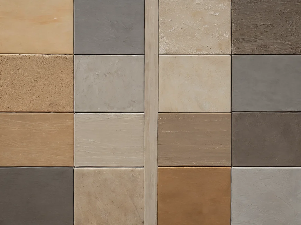 Образцы венецианской штукатурки в различных цветовых палитрах и текстурах, выбранные для консультации по дизайну интерьера.