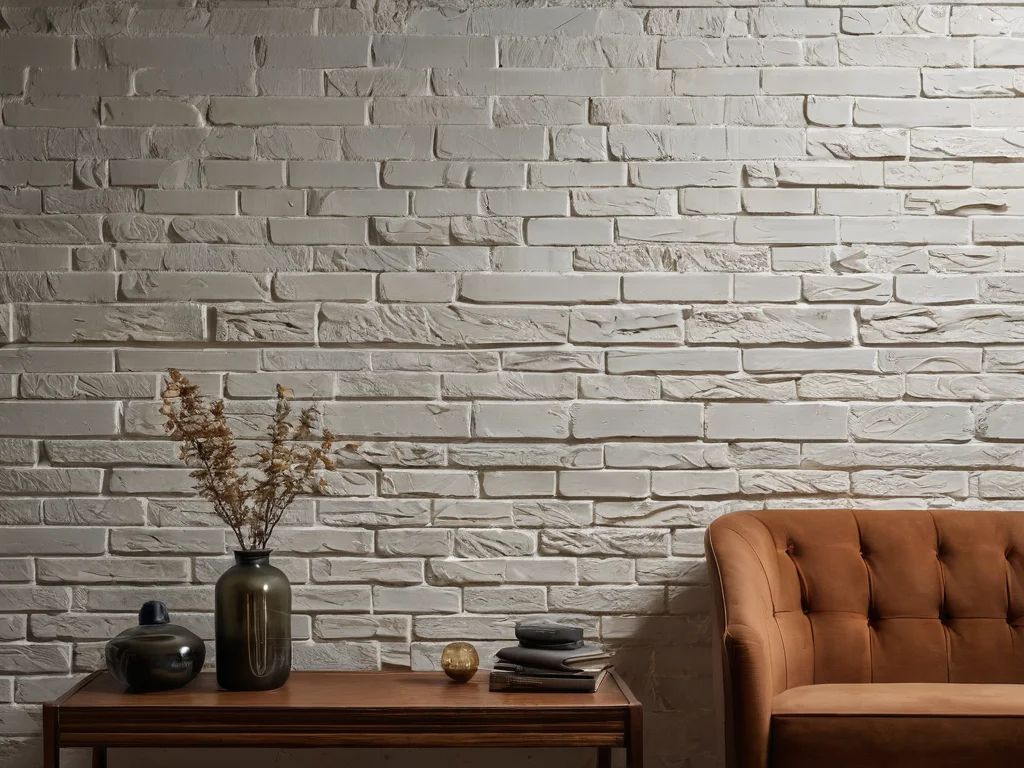 Creating brick texture with decorative plaster: a master demonstrates the application technique to achieve a natural stone effect.