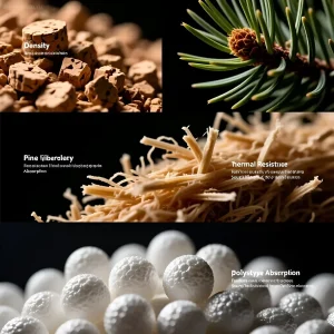 Сравнительное изображение текстур подложек для ламината: пробка, хвойные плиты, вспененный полистирол. Детальный разбор материалов.